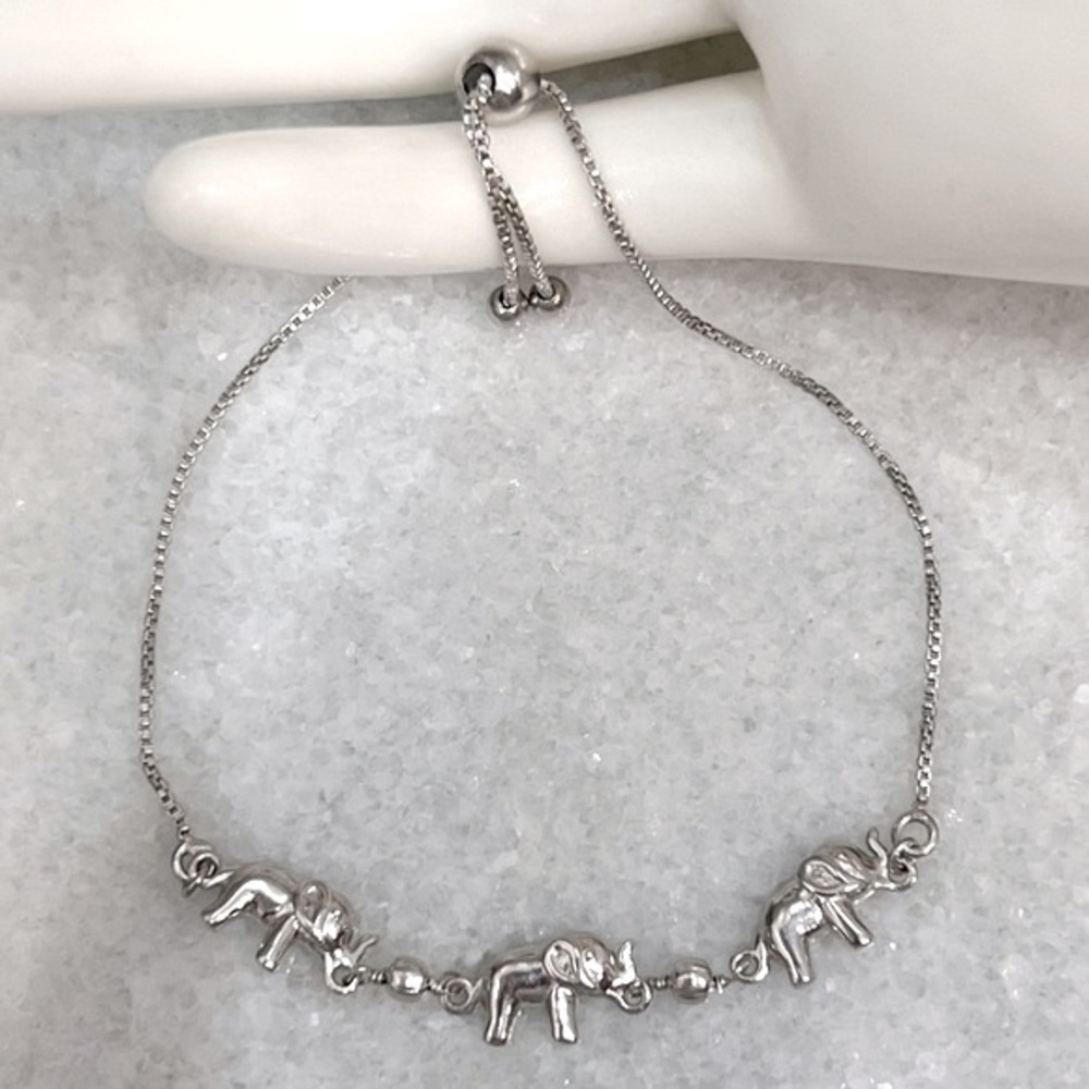 Sterling Silver Elephant BOLO  Bracelet
